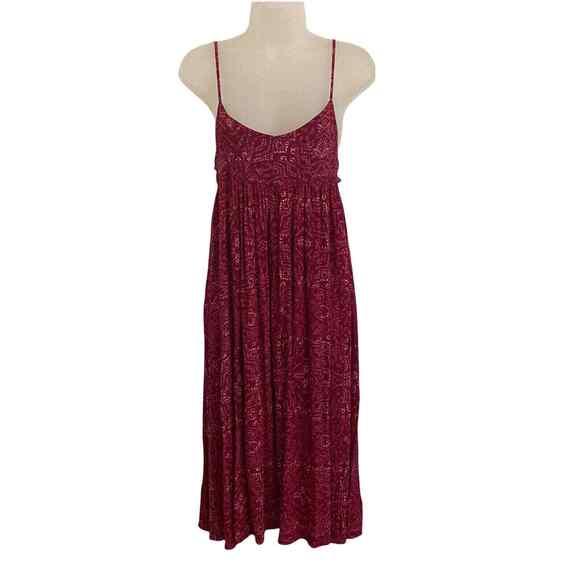 Ecote XS Dress Midi Spaghetti Strap Long Flowy Empire Waist Red - Picture 1 of 9